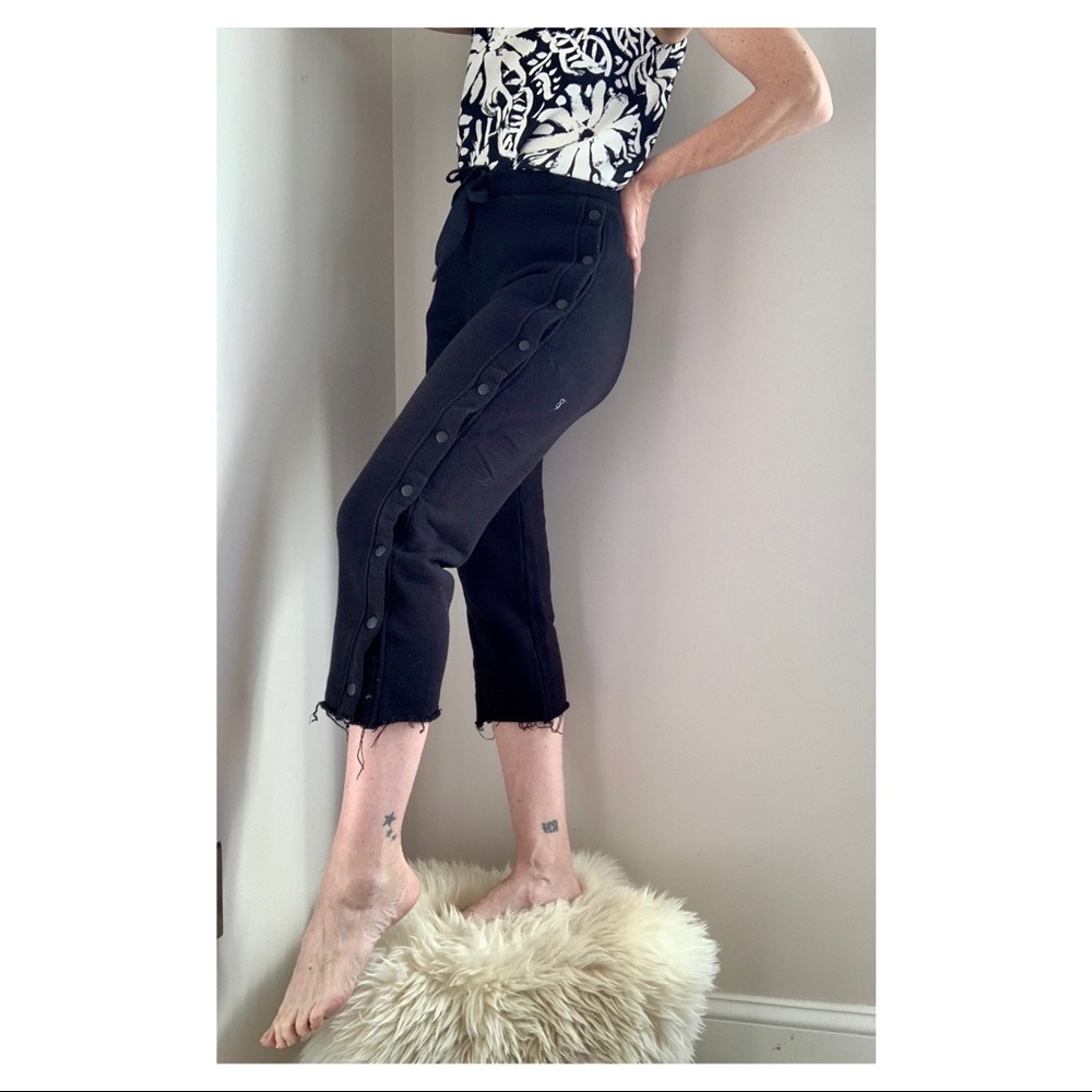 Rag & Bone Black Cropped Joggers Snap buttons XS
